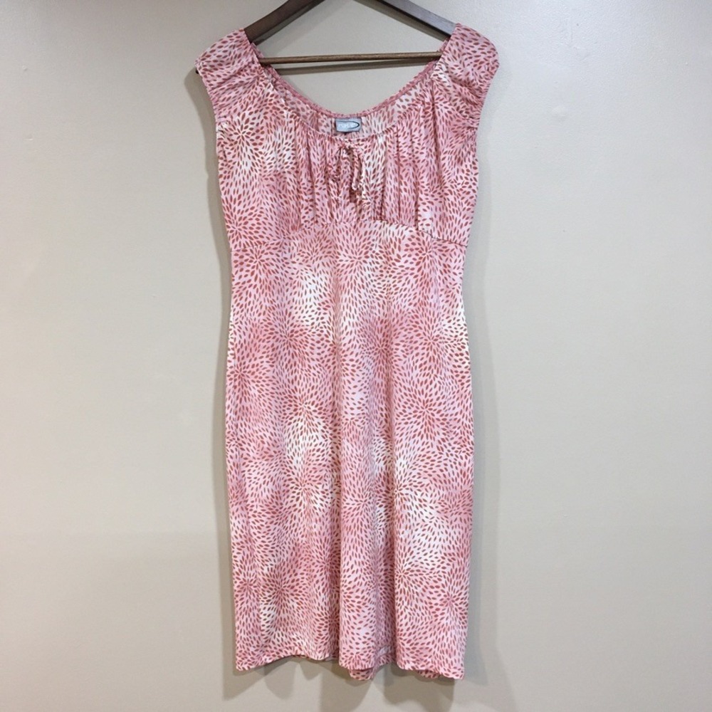 Y2K Vintage Babydoll Midi Dress Womens M Pink Ditsy Floral Cottage Milkmaid